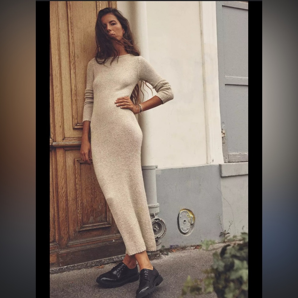 Zara metallic Knit Sweater dress